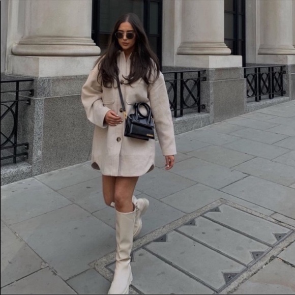 H&M Melange Oversized Button Front Collared Shacket in Light Purple - Picture 8 of 12